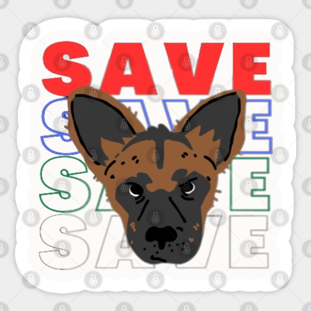 Save African Wild Dog Sticker by Jerry the Artist